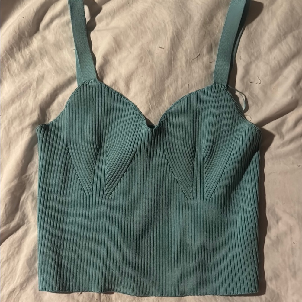 Vince Blue Ribbed Tank Top small